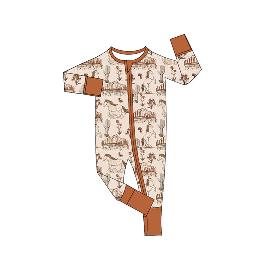 LR1164 Brown Long sleeve cute baby long sleeve kid rompers