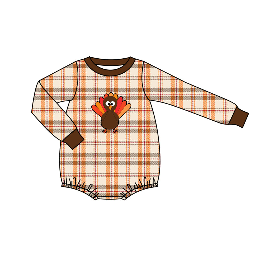 LR1166 Brown Turkey Boys Long sleeve cute baby long sleeve kid rompers