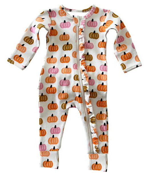 LR1219 Pumpkin Cute Long sleeve cute baby long sleeve kid rompers