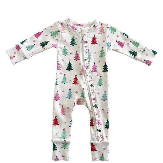 LR1225 Christmas Tree Cute Long sleeve cute baby long sleeve kid rompers