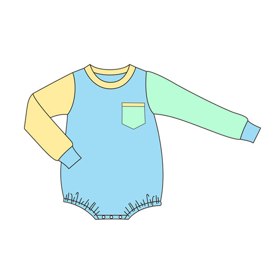 LR1231 Blue Cute Long sleeve cute baby long sleeve kid rompers