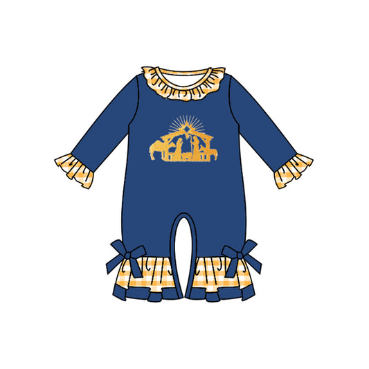 LR1244 Blue Cute Long sleeve cute baby long sleeve kid rompers