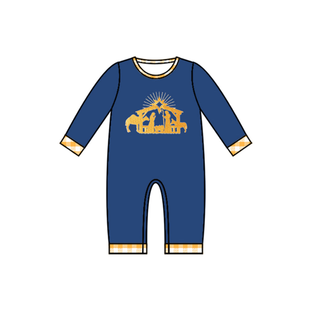 LR1245 Boy Blue Cute Long sleeve cute baby long sleeve kid rompers