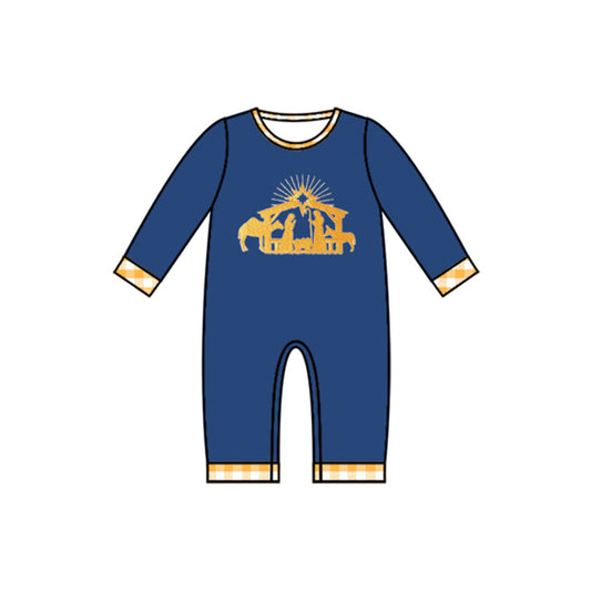 LR1245 Boy Blue Cute Long sleeve cute baby long sleeve kid rompers