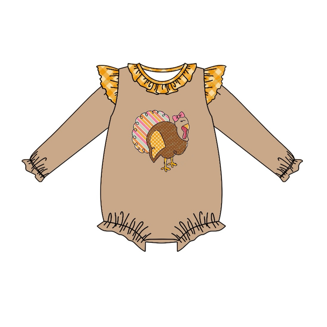 LR1271 Turkey Cute Toddler Long sleeve cute baby long sleeve kid rompers