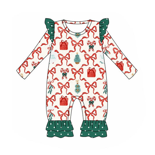 LR1285 Christmas Tree Cute Toddler Long sleeve cute baby long sleeve kid rompers