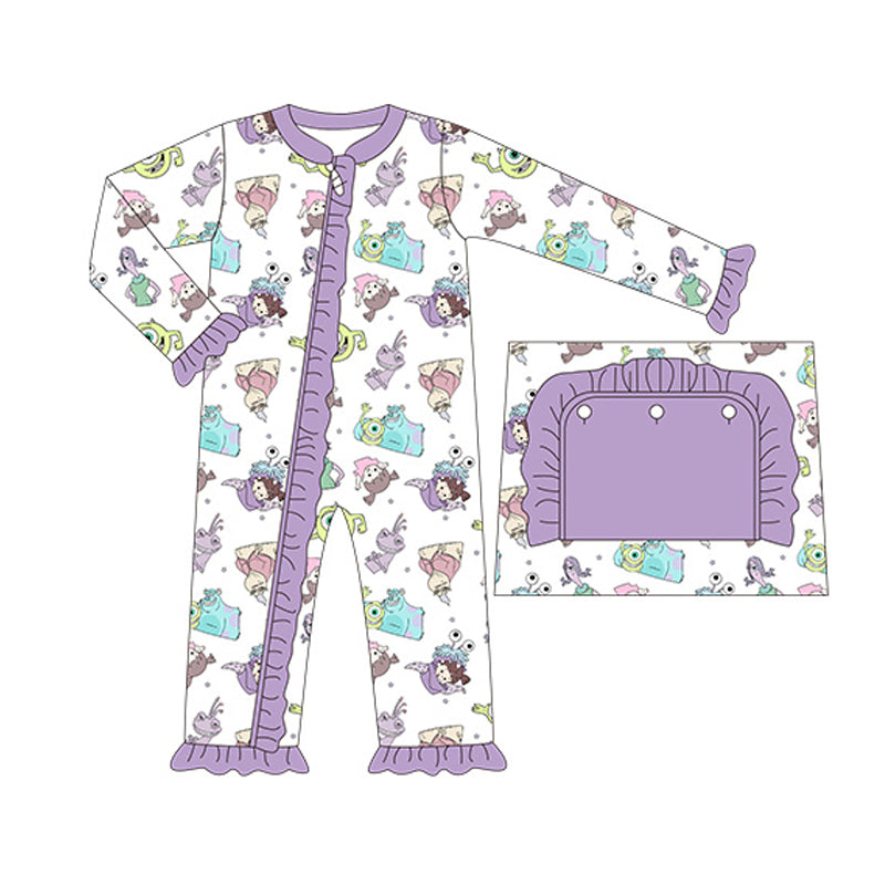 LR1288 Purple Cartoon Cute Toddler Long sleeve cute baby long sleeve kid rompers