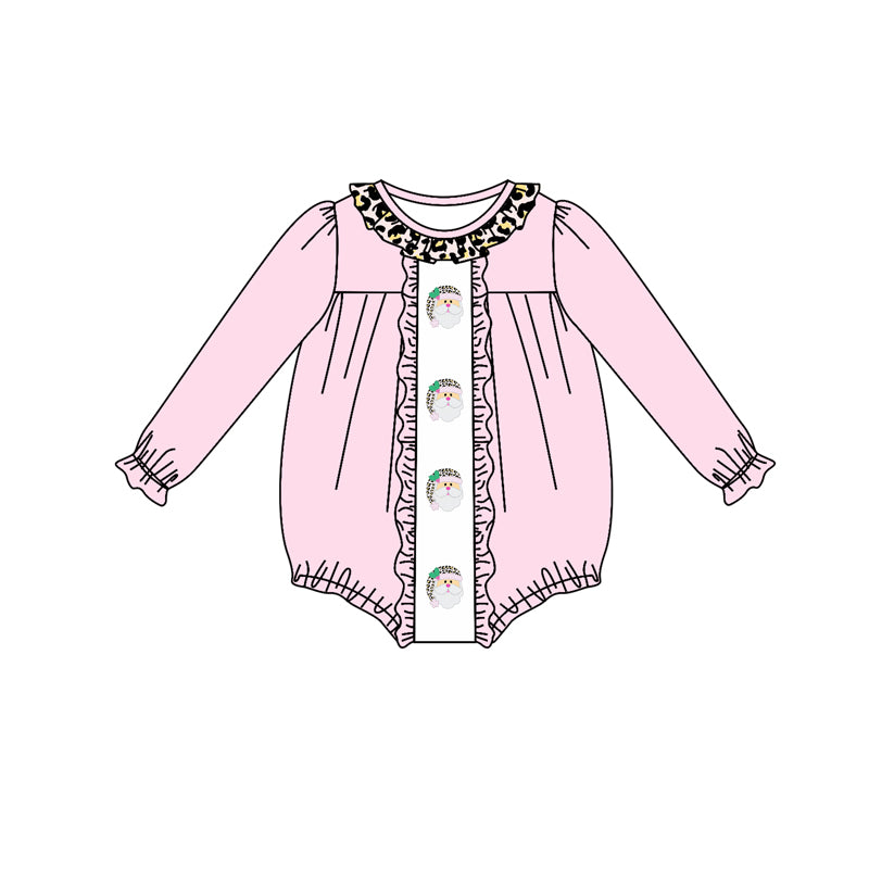 LR1301 Pink Santa Cute Toddler Long sleeve cute baby long sleeve kid rompers