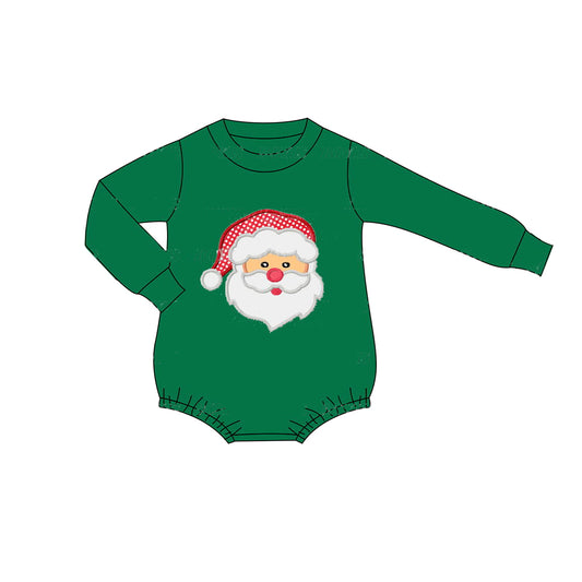 LR1309 Boy Green Santa Cute Toddler Long sleeve cute baby long sleeve kid rompers