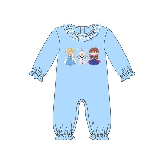 LR1342 Sky Blue Cute Toddler Long sleeve cute baby kid rompers