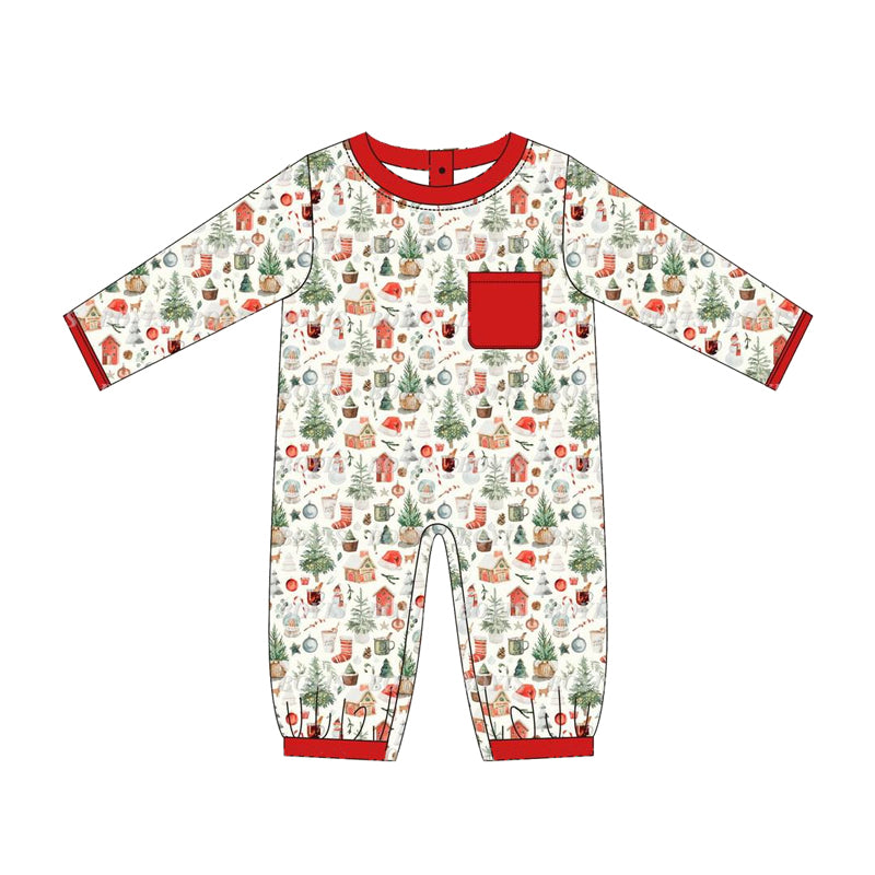 LR1362 Christmas Toddler Long sleeve cute baby kid rompers