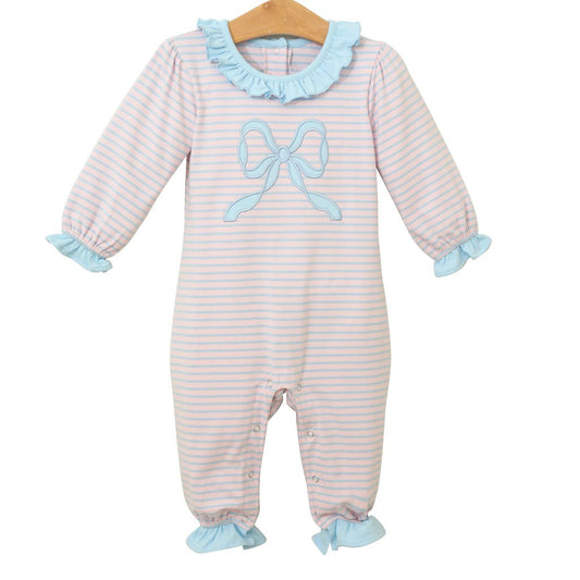 LR1378 Bow Toddler Long sleeve cute baby kid rompers