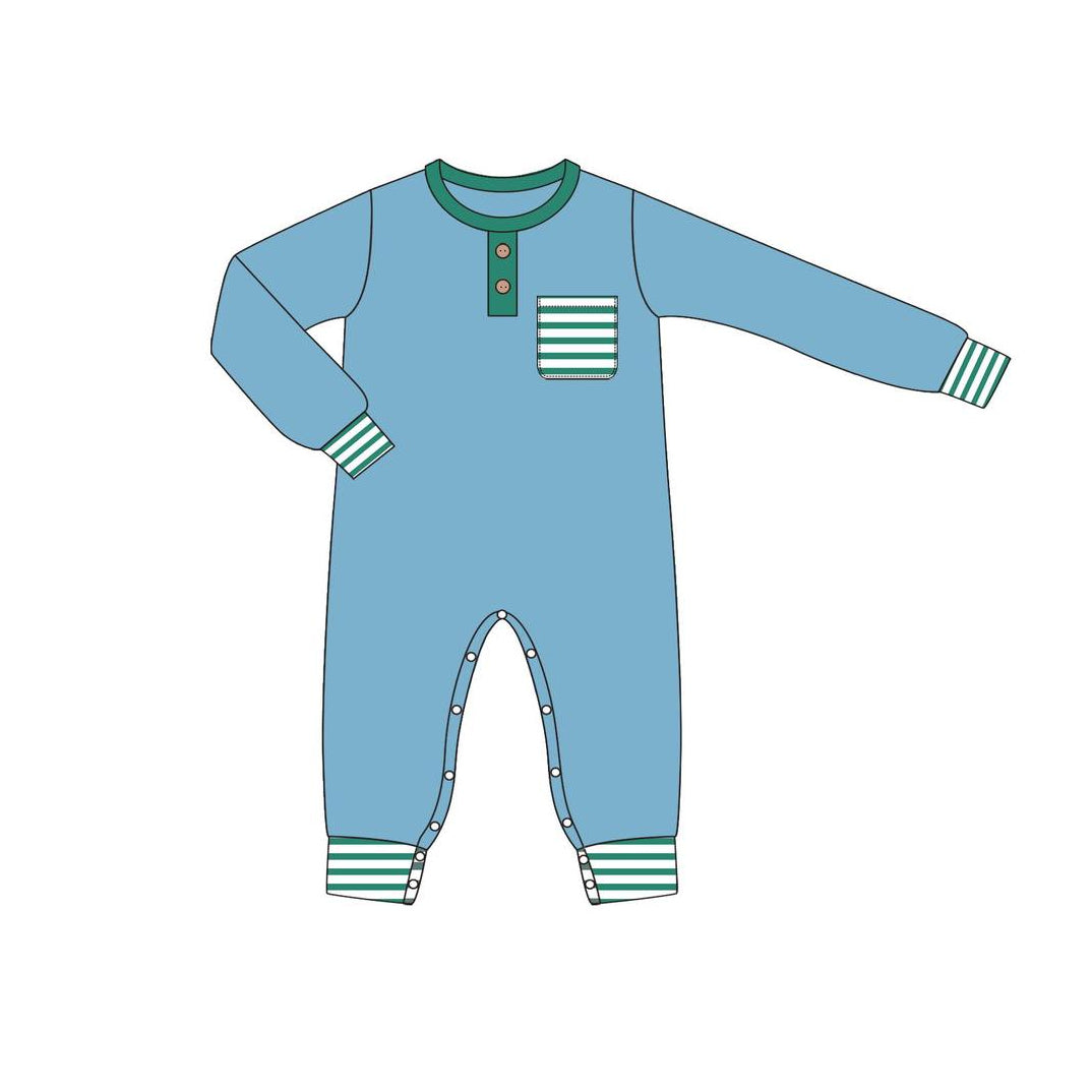 LR1381 Blue Toddler Long sleeve cute baby kid rompers