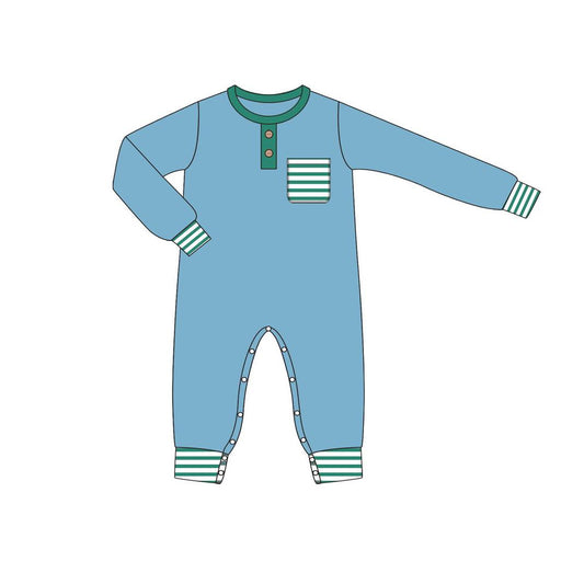 LR1381 Blue Toddler Long sleeve cute baby kid rompers