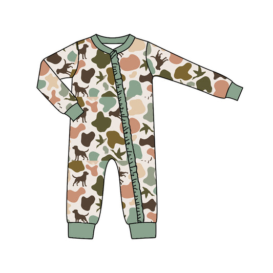 LR1386 Camo Ruffle Toddler Long sleeve cute baby kid rompers