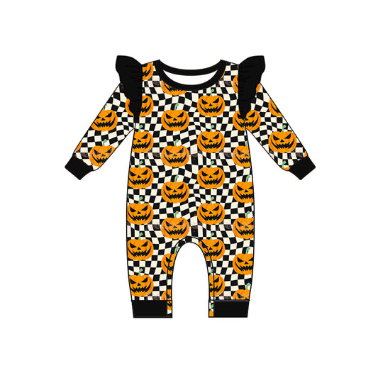 LR1388 Pumpkin Toddler Long sleeve cute baby kid rompers