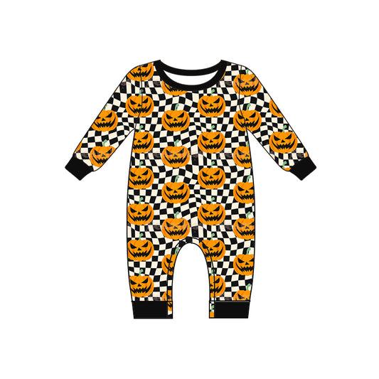 LR1389 Boy Pumpkin Toddler Long sleeve cute baby kid rompers