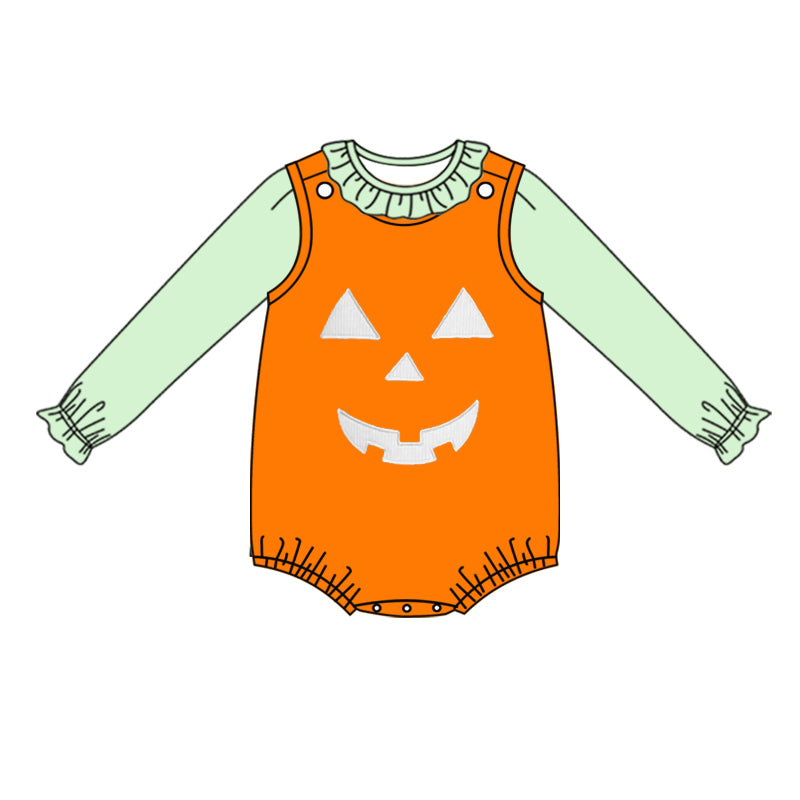 LR1390 Orange  Toddler Long sleeve cute baby kid rompers