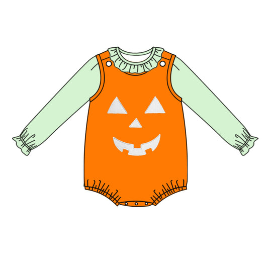 LR1390 Orange  Toddler Long sleeve cute baby kid rompers