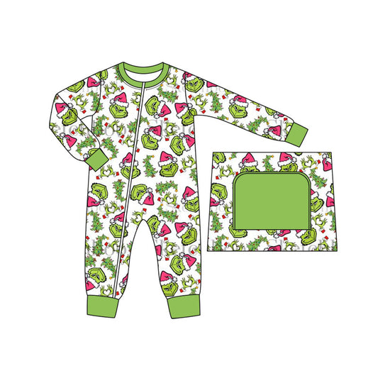 LR1394 Green Toddler Long sleeve cute baby kid rompers