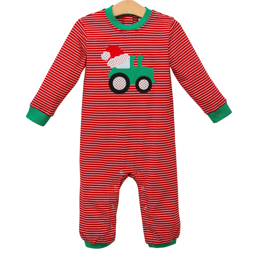 LR1401 Red Santa Toddler Long sleeve cute baby kid rompers