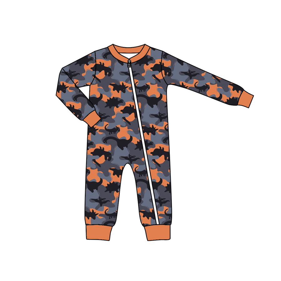 LR1407 Orange Toddler Long sleeve cute baby kid rompers