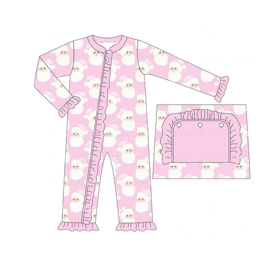 LR1414 Pink Santa Baby Toddler Long sleeve cute baby kid rompers