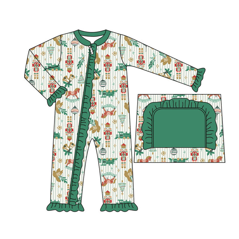 LR1420 Green Cute Baby Toddler Long sleeve cute baby kid rompers