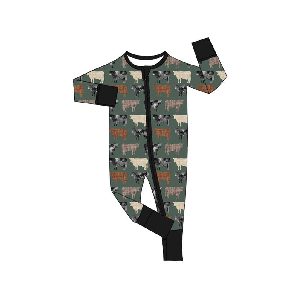 LR1454 Cow Boy Baby Toddler Long sleeve cute baby kid rompers