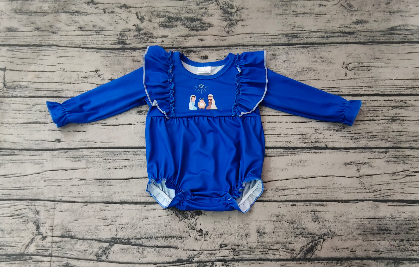 LR1473 Blue Girls Baby Toddler Long sleeve cute baby kid romper