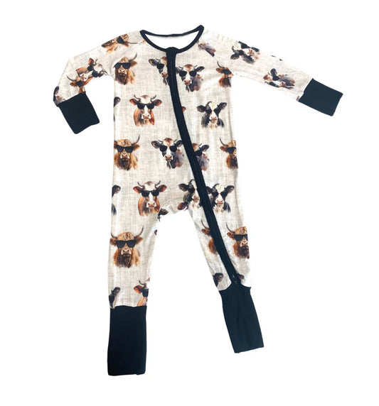 LR1479 Cow Cute Boy Baby Toddler Long sleeve cute baby kid rompers