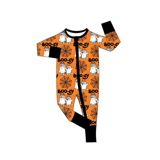 LR1483 Orange Dog Cute Boy Baby Toddler Long sleeve cute baby kid rompers