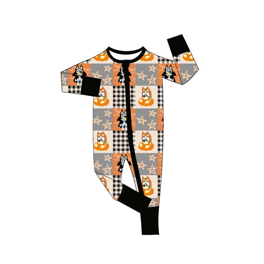 LR1484 Orange Dog Cute Boy Baby Toddler Long sleeve cute baby kid rompers