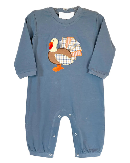 LR1505 Blue Turkey Boys Baby Toddler Long sleeve cute baby kid rompers