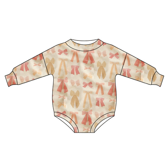 LR1569 Bow Cute Baby Toddler Long sleeve cute baby kid rompers