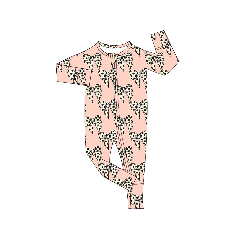 LR1593 Bow Cute Baby Toddler Long sleeve cute baby kid rompers