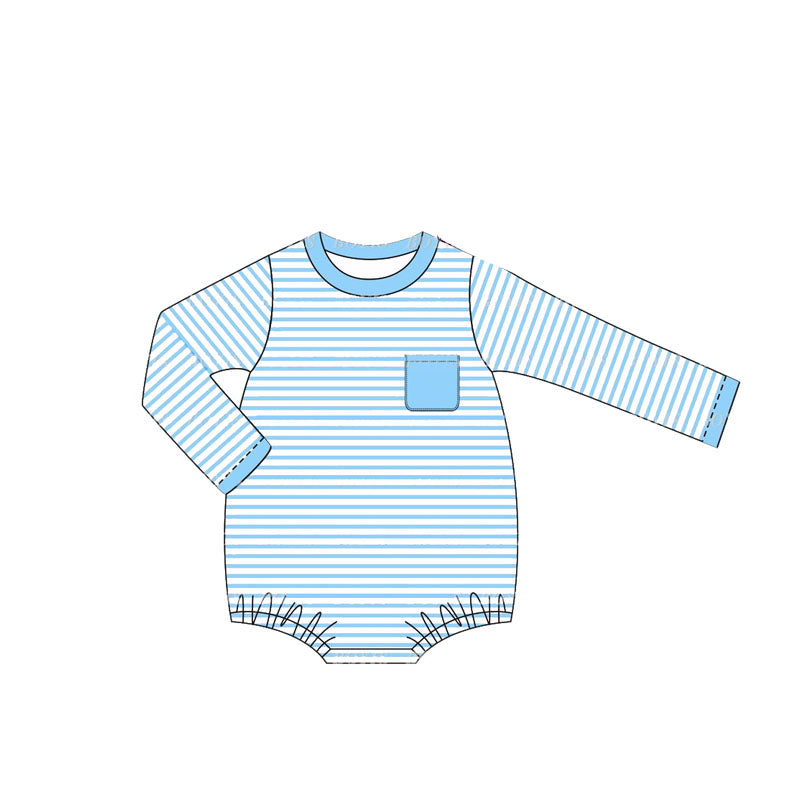 LR1594 Blue Cute Baby Toddler Long sleeve cute baby kid rompers