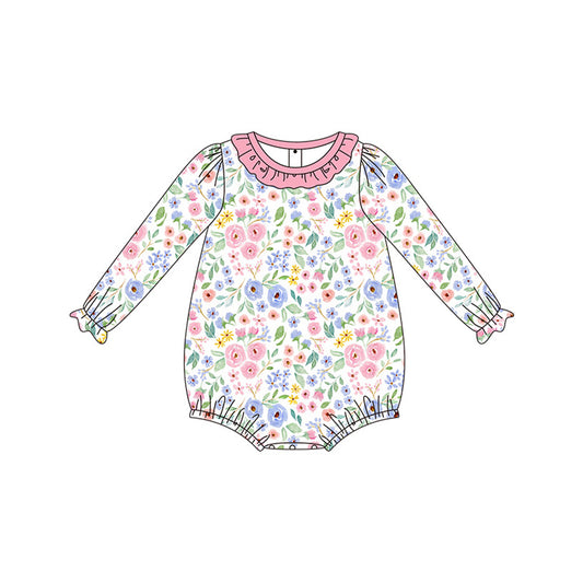 LR1600 Floral Cute Baby Toddler Long sleeve baby kid rompers