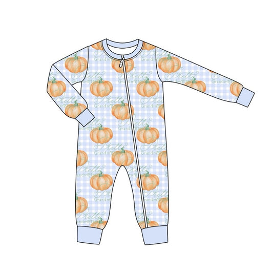 LR1613 Blue Pumpkin Cute Baby Toddler Long sleeve cute baby kid rompers