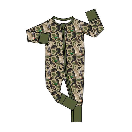 LR1646 Camo Duck Cute Baby Toddler Long sleeve cute baby kid romper