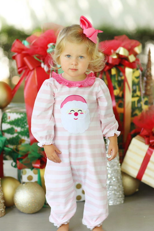 LR1662 Pink Christmas Cute Baby Toddler Long sleeve cute baby kid romper