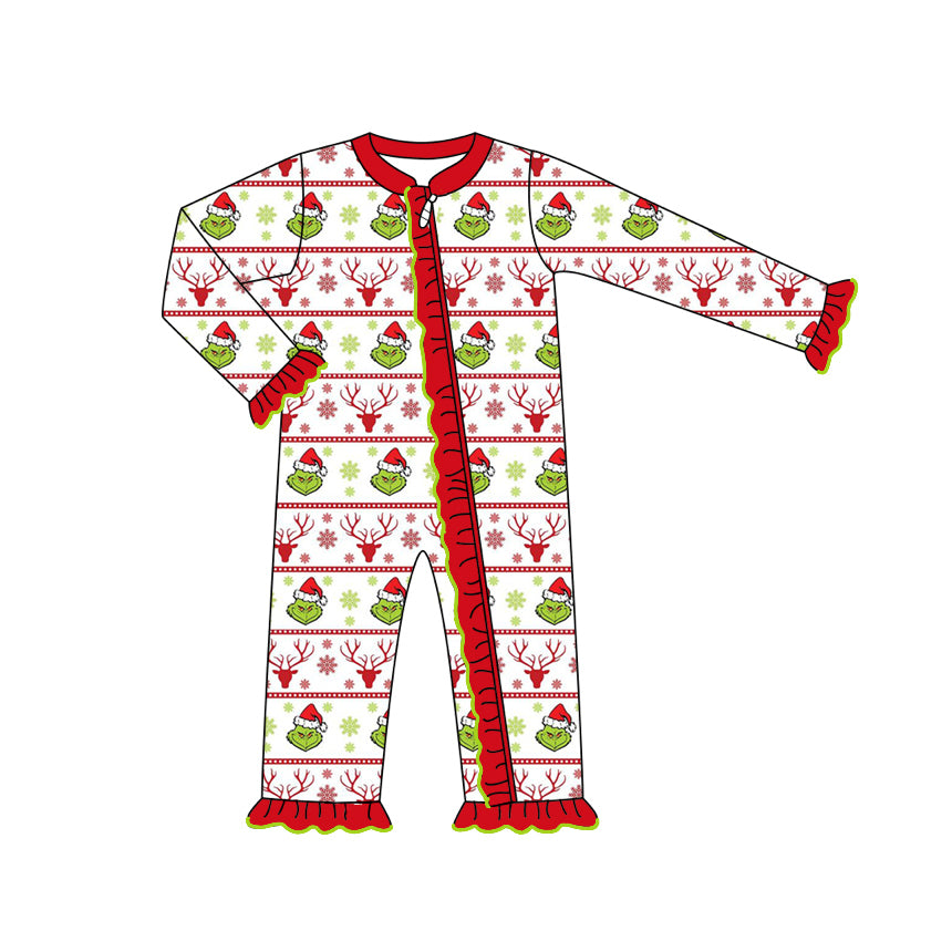 LR1663 Red Christmas Cute Baby Toddler Long sleeve cute baby kid romper