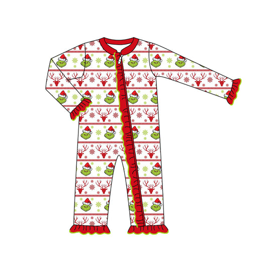 LR1663 Red Christmas Cute Baby Toddler Long sleeve cute baby kid romper