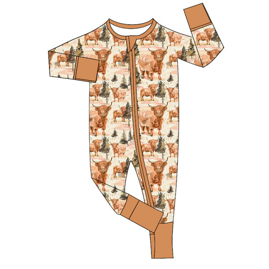 LR1670 Cow Cute Baby Toddler Long sleeve cute baby kid romper