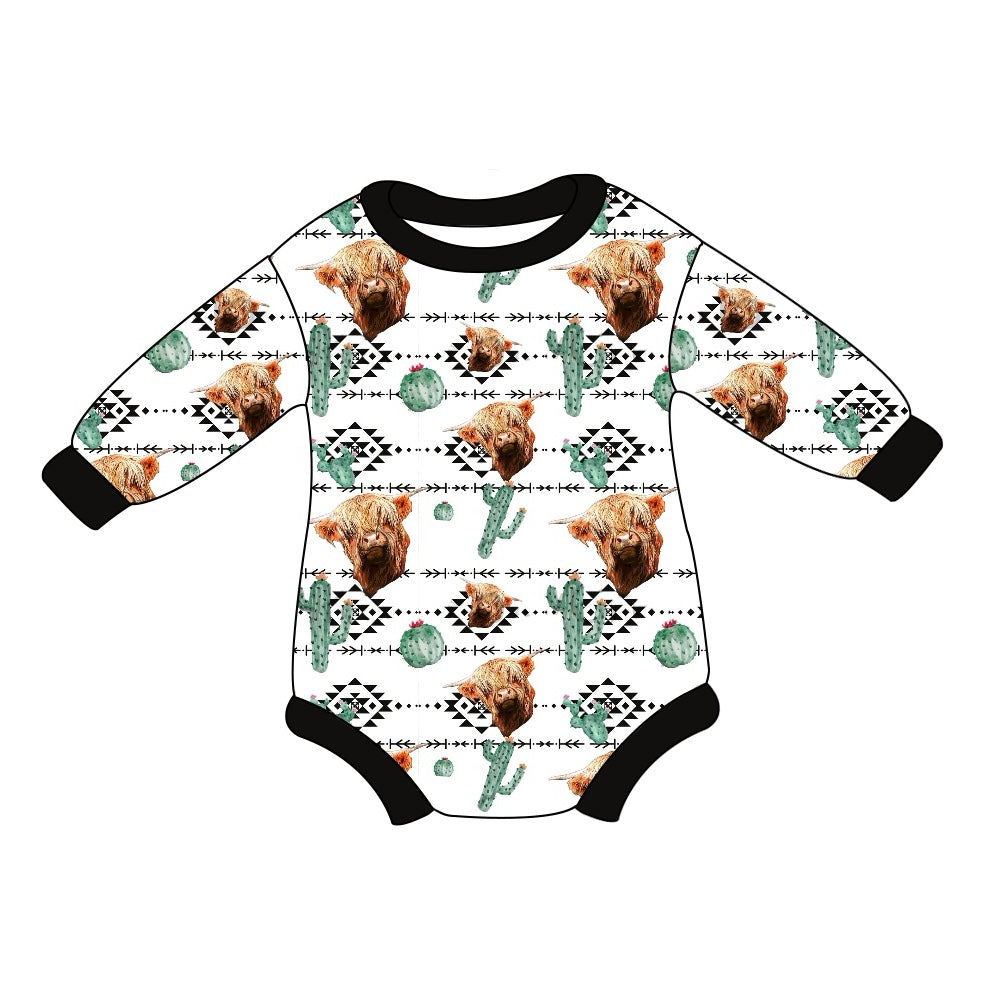 LR1679  Cow Cute Baby Toddler Long sleeve cute baby kid romper