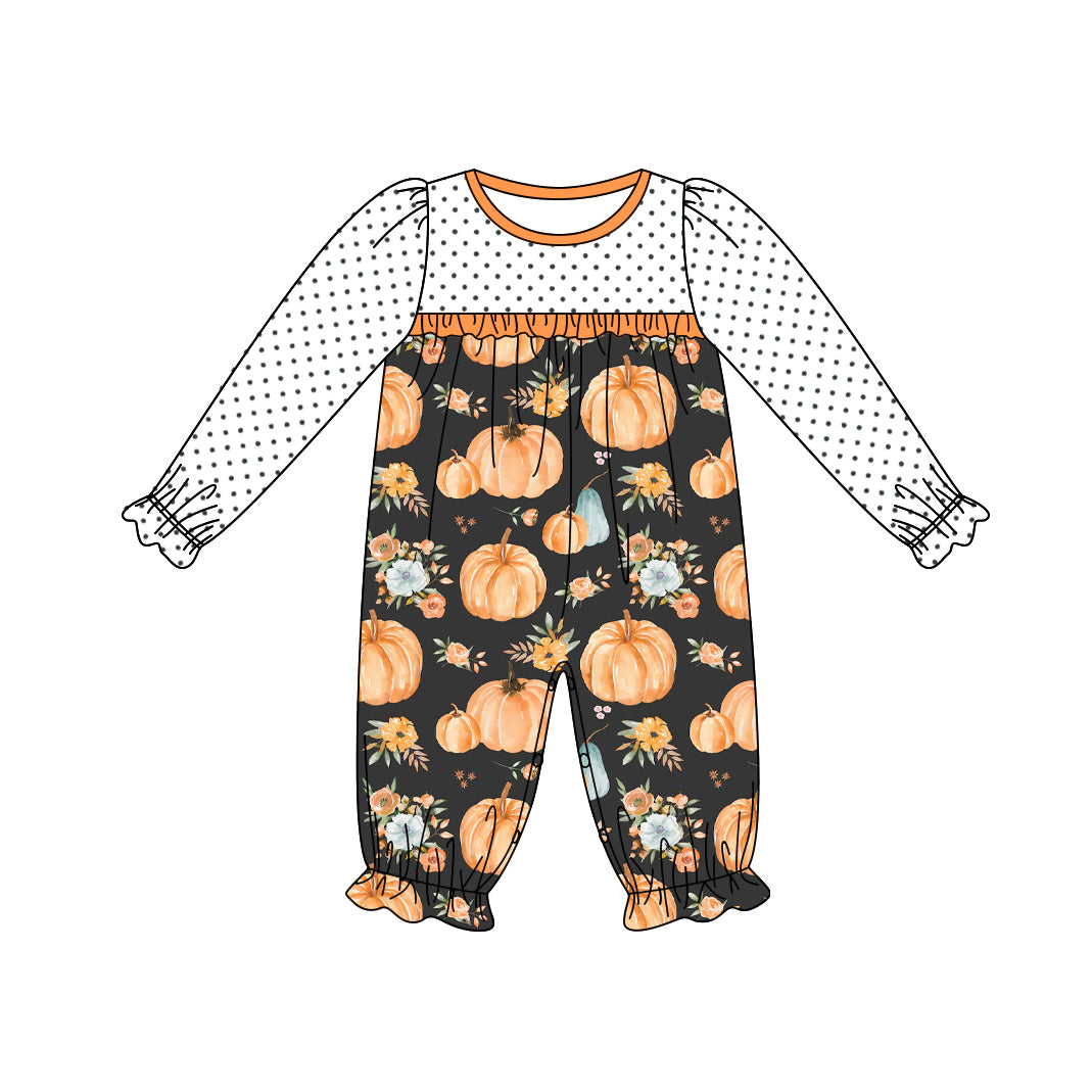 LR1691 Pumpkin Cute Baby Toddler Long sleeve cute baby kid romper