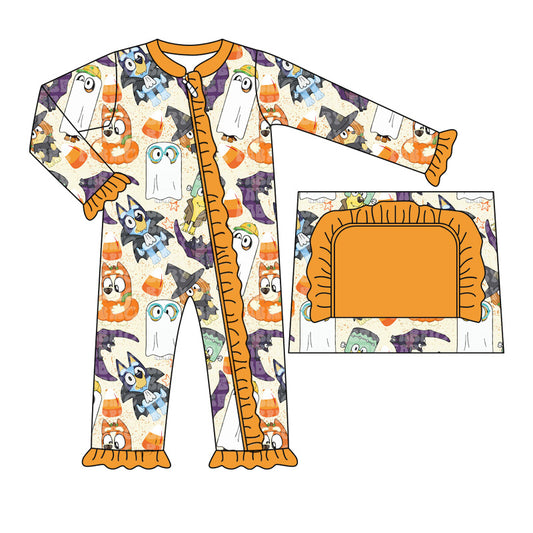 LR1696 Dog Halloween Cute Baby Toddler Long sleeve cute baby kid romper