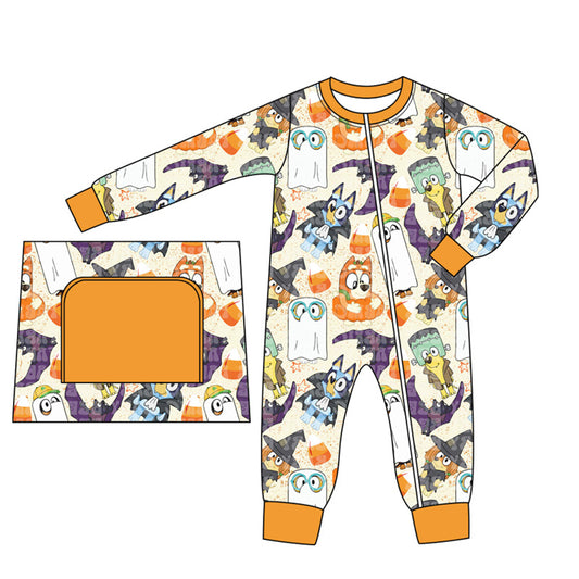 LR1697 Dog Halloween Cute Baby Toddler Long sleeve cute baby kid romper