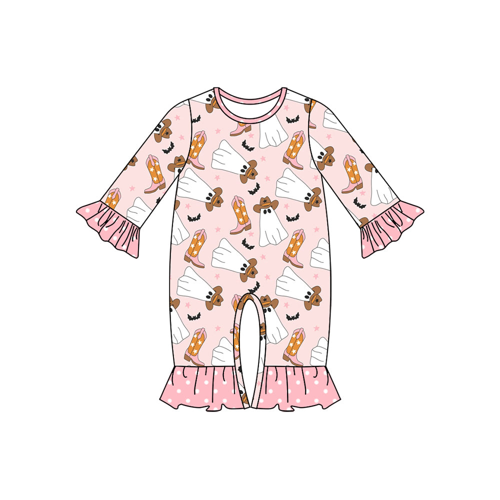 LR1737 Pink Ghost Cute Baby Toddler Long sleeve cute baby kid romper