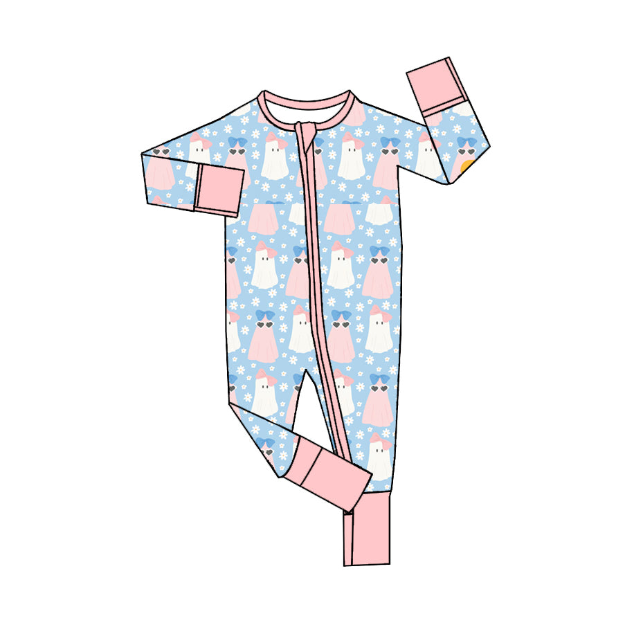 LR1745 Pink Ghost Cute Baby Toddler Long sleeve cute baby kid romper